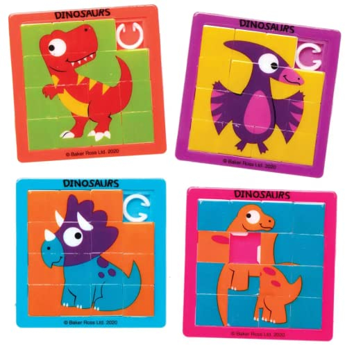 Baker Ross AX611 Puzles Deslizante Búhos Dinosaurio - Paquete De 6, Entretenimiento para Niños, Bolsas De Fiesta, Regalos Y Juguetes Pequeños para Niños