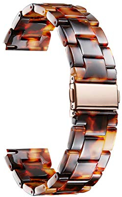 BINLUN Resin Watch Straps 12 14 16 18 20 22 mm for Women Replacement Watch Band 14 Colors Quick Release Wrist Strap Smart Watch Bracelets, Amber,18mm