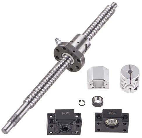 GooEquip SFU1605 Husillo de bolas de 650 mm, tornillo de potencia de acero inoxidable con soporte BK12/BF12, carcasa de tuerca DSG16H y juego de embrague CNC