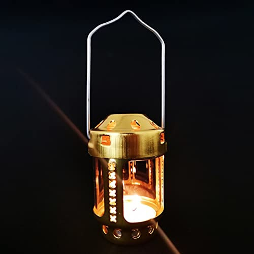 HshDUti Camping-Laterne, Kerzenlaterne, Mini-helle Outdoor-Nachtlichter, Notfalllicht, Angeln, hängende Kerzenlampe für Camping, Wandern, Angeln, Gold