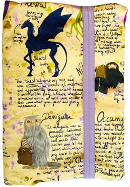 Funda artesanal mediana de solapa para libros y tablets de Animales Fantásticos + marcapáginas de regalo, funda de algodón ecológico, acolchada, Harry Potter. Regalo ideal para adolescentes