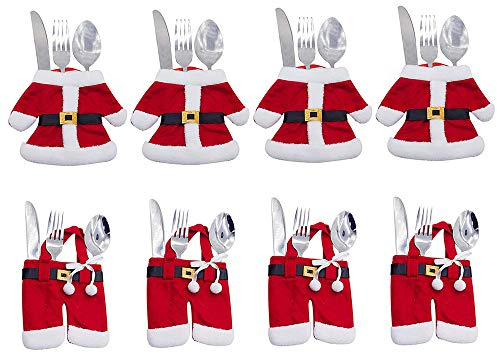 Kaxich 8pcs Christmas Cutlery Holders Suit Silverware Pockets Knifes Forks Tableware Decor Bag Storage Covers Christmas Xmas Party Decorations