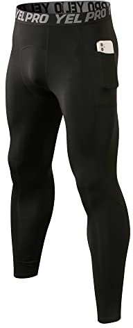 Arcweg Sport Leggings Herren Winter Laufhose mit Taschen Thermo Leggings Atmungsaktiv elastisch Tights Kompressionshose für Training Fitness Laufen Moto Ski Gym Radfahren Joggen Fußball Yoga