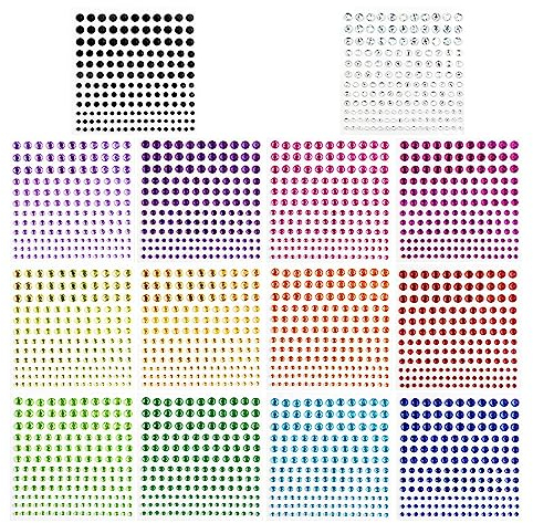 Meafeng14 Fogli brillantini adesivi di gemme per viso, 2310 Pezzi glitter make up strass autoadesivi occhi corpo, Per festival e decorazioni nail art