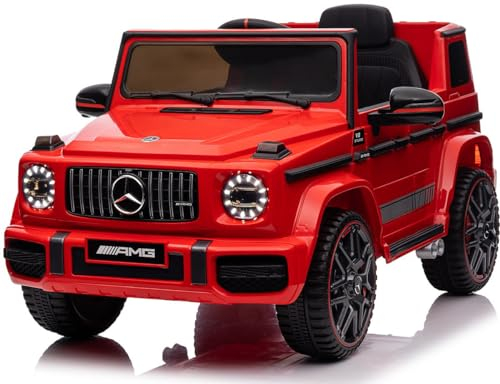 Playhouse Kinder Elektroauto Mercedes G63 AMG 90 Watt, 12V 7ah, Ledersitz, 4 Stoßdämpfer, Eva Räder, Fernbedienung, Kinderauto Kinderfahrzeug (Rot)