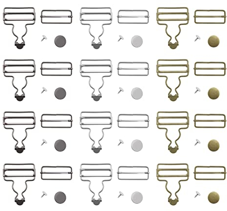 eMagTech 12 Sets Latzhose Schnallen Metallschnalle Verstellbare Hosenträger Verschluss Jeansknöpfe Trägerschnallen für DIY Kleidung Dekoration Zubehör
