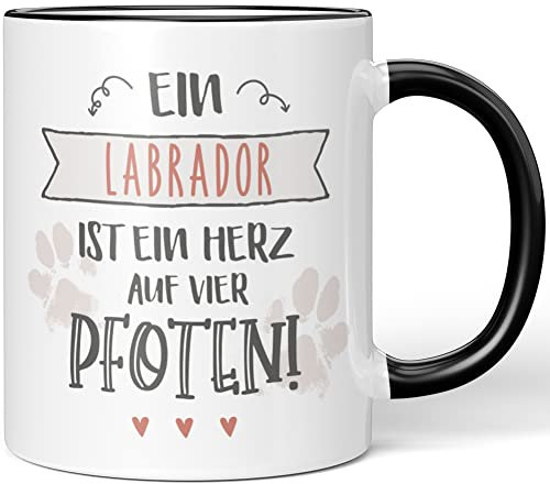 JUNIWORDS Tasse, EIN Labrador ist EIN Herz auf Vier Pfoten, Schwarz (1006755)