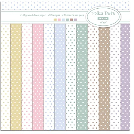 Scrapbook-Papier 15,2 x 15,2 cm, 24 Stück, bunt, runde Punkte, Scrapbooking, dekoratives Zubehör für Fotoalbum, Grußkarten, Geschenkverpackung, Basteln, Dekoration