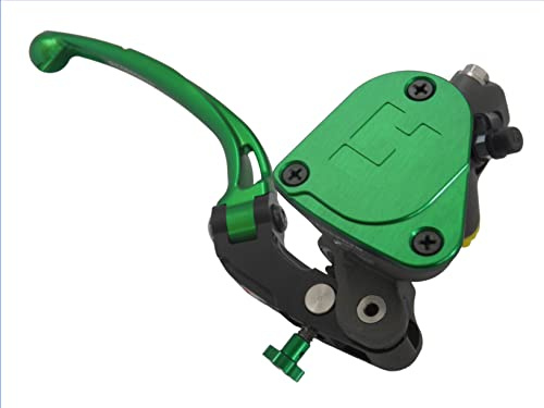 Pompa Freno Forgiata 19X19 Con Vaschetta Integrata,Leva Snodata Lunga Verde (Pomello+Leva) per Ducati SuperSport 950 dal 2021 al 2022, CC 950