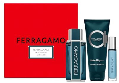 Salvatore Ferragamo Intense Leather Gift Set Eau de Parfum 100 ml, Shower Gel 100 ml, Travel Spray 10 ml