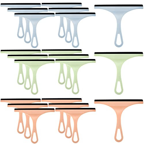 21 Pieces Squeegee for Shower Glass Doors, 8.7 Silicone Shower Glass Squeegee Small Window Squeegee Shower Glass Cleaner Bathroom Squeegee for Car Windshield Shower Glass Door Window Mirror, 3 Colors