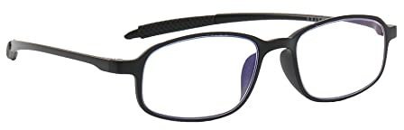 PROFLEX BluOptix Flexible Screen Glasses, blue light blocking unbreakable lightweight, scratch resistant, unisex (mens + womens), computer reading glasses (black, +2.0)