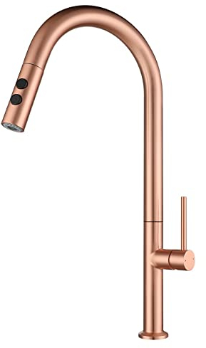 Grifo extraíble giratorio de fregadero telescópico giratorio, oro rosa