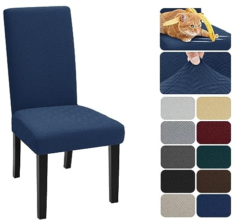 XINEAGE Stuhlhussen 6er Set, Stretch Stuhlhussen für Esszimmerstühle, Universale Stuhlhussen Waschbar Abnehmba für Hotel, Zeremonie, Bankett, Restaurant, Zuhause (Dunkelblau)