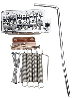 Guyker Guitar Tremolo Bridge String Spacing 10.8MM with Tremolo System Saddle And Brass Block & Spring and Claw, Pop-In Vibrato Bar, Complete Install Kit, GG1013A Chrome