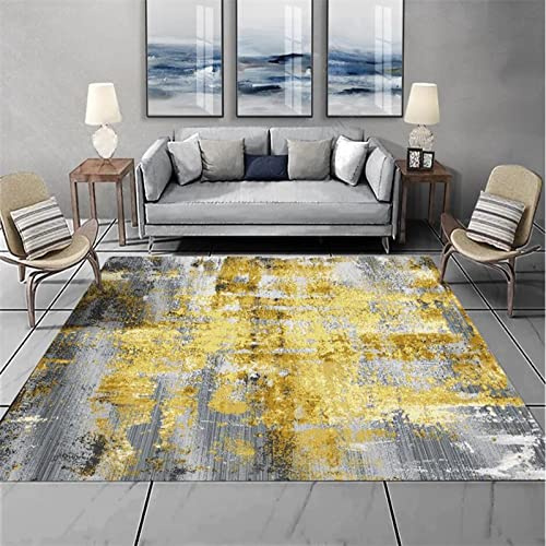ARUGYTEI Teppich Kurzflor,200 x 300 cm, Großen Teppiche Gegend für Wohnzimmer Schlafzimmer, Orange, gelb, grau, meliert, abstrakt