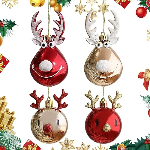 Weihnachtskugeln Rot Gold 4 Stück Weihnachtsbaum Deko Anhänger Weihnachten Kugeln Ornamente Christbaumanhänger Weihnachtsdekoration Hängender Anhänger für Weihnachtsbaum Dekoration