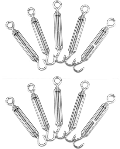 QWORK® 10 Pezzi M6 Tenditore (gancio E Occhio), Tenditori In Acciaio Inossidabile 304, Tenditore Filo