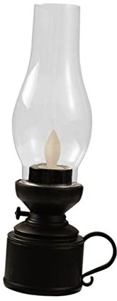 HOMSFOU Elektronische Petroleumlampe Flammenlose Led-petroleumlampe Klein Kammerlampe Flammenlose Öllampe Led-öllaterne Led-öllampe -laterne Glas Elektronisches Bauteil Büro Retro-lampe