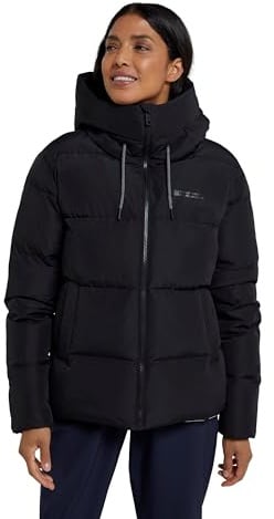 Mountain Warehouse Toasty Womens Short Padded Jacket - Water-resistant Ladies Puffer Coat with Thermal Tested -30°C - Autumn Winter, Outdoors, Travelling & Hiking Black Women's Size 10