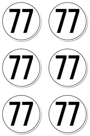 Aufkleber: ⌀ 50 mm, 6 Stück - StVO - Geschwindigkeit - 77 km/h - km/h - z.B. für Baumaschinen und Anhänger