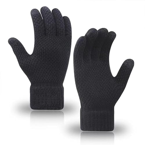 Sitthyw Herren Gestrickte Handschuhe Winter Warm Touchscreen Fingerhandschuhe Anti-Rutsch Strick Sport Thermohandschuhe Outdoor Warm Und Winddicht Handschuhe für Männer Radfahren Laufen ski und SMS