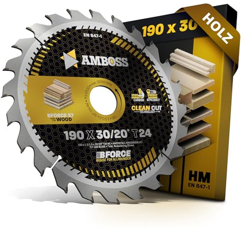 HM Kreissägeblatt 190x30 20 Z24 Wechselzahn für Akku Holz - Zuschnitt. AMBOSS WERKZEUGE® Sägeblatt 190mm +Reduzierring 20 30mm. 190x30 190x20 komp. zu Dewalt DCS57. DCS573. DCS578. DWE576. DCS579