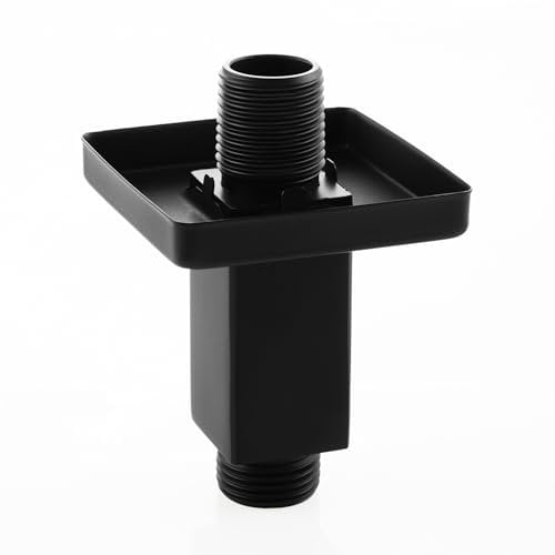 DOLGABA Straight Shower Arm with Flange Ceiling Mount Square Shower Extender for Fixed Shower Head 3 Inch Rainfall Shower Head Arm Extension, Matte Black