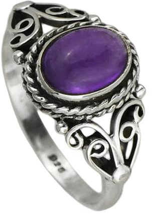 I-be, Amethyst lila Edelstein Ring, 925 Sterling Silber, 100312/6x8 IS (58)