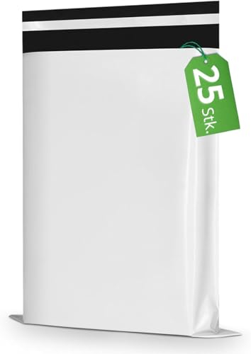 RAGO® Versandtaschen Plastik Warensendung 25 Stück 26x35 cm I Versandbeutel Selbstklebend und Blickdicht I Plastiktüten Verschließbar für Kleidung I Logistikverpackungen Transport