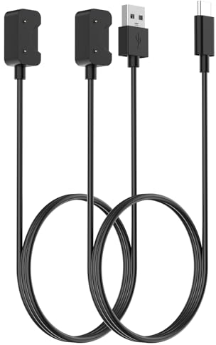 Simpeak 2 Piezas Cargador Compatible con Samsung Galaxy Fit 3, 100cm Cable de Carga USB Repuesto Cargador y Cable de Carga Tipo C Compatible con Reloj Inteligente SM-R390 - Negro