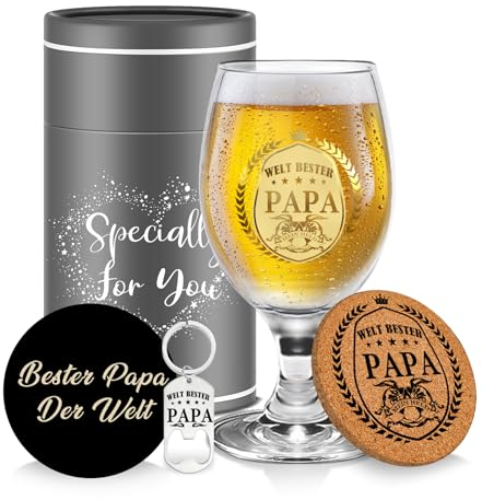 Geschenke für Papa Personalisierte Biergläser für Papa Geburtstag Bier Geschenke für Männer Bester Papa Geburtstagsgeschenke Bierkrug Vatertagsgeschenk Biergläser Geschenke Vatertag Weihnachten
