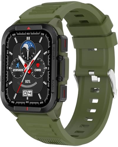 Bebinca Smartwatch Uomo Donna con Funzione Telefono, 1,72 HD Quadrato Touch Screen Fitness Tracker, IP67 Impermeabile/Frequenza Cardiaca/120+ Modalità Sportive per Android iOS (Verde)