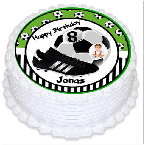 Tortenaufleger Fussball, personalisiert mit Ihren Text, Tortenaufleger Geburtstag Essbarer Tortenaufleger aus Fondant