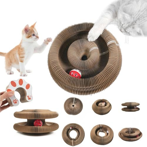 MHwan Juguetes para Gatos, Rascadores de Gatos 2 en 1 y Juguete Gato con Campana, Resistente a Los Arañazos y Duradero, Diseño de Acordeón, Múltiples Cambios de Forma, Plegable