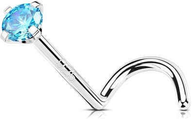 OUFER 20G Silber 925 Nasenstecker S-förmig Piercing Nase 7mm Nostril Piercing Ring Weißgold Nasenpiercing Stecker Nasenpiercing Schmuck Nasenpiercing