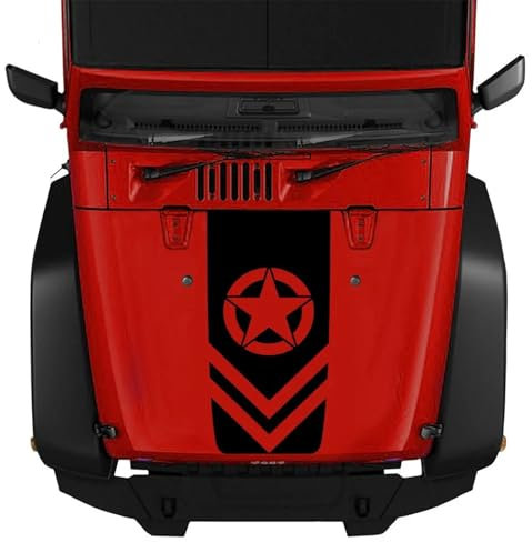 GUPEB Sternmuster Motorhaube Aufkleber, passend für Jeep Wrangler Invasion Militär Aufkleber Armee Sterne Vinyl Aufkleber JK TJ LJ Wasserdicht