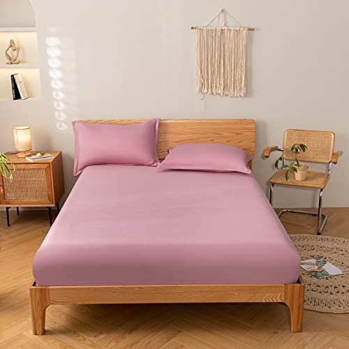 HAIBA SPANNBETTLAKEN 200 x 220 cm lila rosa weiches und atmungsaktives Spannbetttuch aus 100% Jersey Baumwolle für Boxspringbett bis 25 cm Höhe