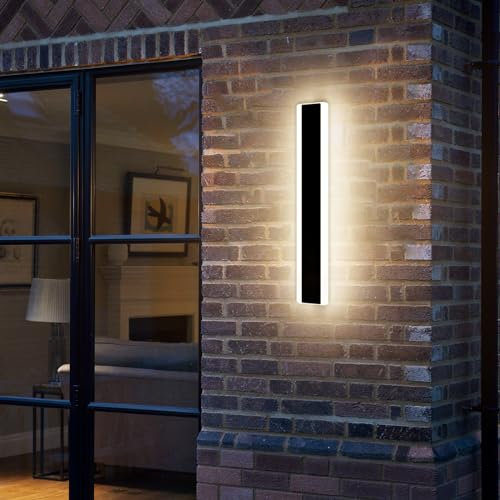 Mikeru Moderne 40CM Außenwandleuchte, 3000k Schwarz Außenleuchten Wandmontage Wandleuchte, Ip65 Wasserdicht Veranda Leuchten Wand Wandleuchte, für Gärten, Terrassen,Schlafzimmer Wohnzimmer Innen
