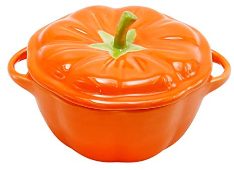 MDEOOSKY Tazón de calabaza de 400 ml, cuenco de postre de cerámica con tapa, vajilla de decoración de cerámica para Halloween, fiesta de calabazas, día de Acción de Gracias, evento de calabaza de