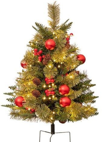 Picchetto da giardino decorativo, luci su paletto da giardino alimentate a batteria, decorazioni natalizie | picchetto luminoso multicolore con 8 modalità, decorazione esterna per albero di Natale