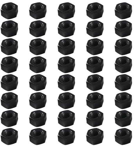 Lyeteung 40 Piezas M8 Tuercas Hexagonales Plástico, Tuerca Hexagonal de Nailon, Tuerca Hexagonal de Nailon de Rosca Gruesa Métrica, Negro
