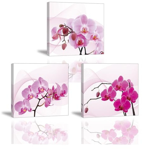 Piy Painting Rote Blumen Wandbild, Minimalistische Leinwandbilder Ölgemälde, Romantische Leinwand Wandkunst Für Schlafzimmer Wohnzimmer Badezimmer Eingang Cafe Küche, 3x30x30 cm (90x30 cm)