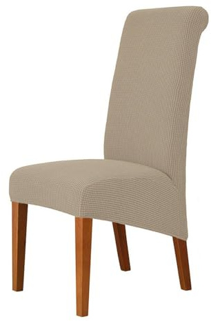 EBETA Stuhlbezug Groß Stuhlhussen Stretchhussen, XL Stuhlabdeckungen Stretch Stuhlbezüge Hussen für große Esszimmerstühle Waschbar (Sandfarbe, 6 Stück)