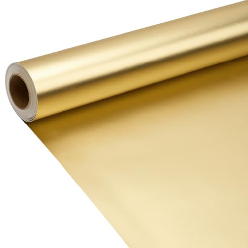 Rouleau de papier cadeau doré mat 9 m, 43 cm, couleur unie, effet nacré, pour anniversaire, Noël, baby shower, décoration de cadeaux de festival