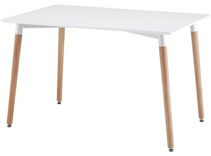 HOME DESIGN & CONFORT ®Mesa de Comedor Nórdica 120 x 80cm y 75 cm de Alto, con Madera de Haya Maciza (Mesa Blanca 120x80cm)