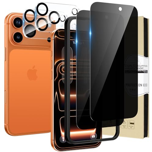 HWeggo 2+2PACK für iPhone 17 Pro Max Panzerglas Sichtschutz | Kamera Schutzfolie für iPhone 17 Pro Max, Militärstandard Bruchfest, Top 9H+ Glas, mit Installationshilfe