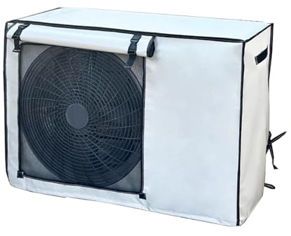 Protege Moteur Clim, Housse Pompe A Chaleur, avec Boucle Fixe, Tissu Oxford, Protection Solaire, Imperméable et Résistante à la Neige(90x38x62cm/35.4x14.9x24.4in)