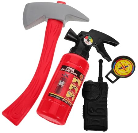 BESTonZON Kinder Feuerwehrmann Rollenspielset Realistisch Mit Kleiner Feuerlöscher Und Feuerwehrzubehör Für Fantasievolles Spielen Und Brandschutzerziehung