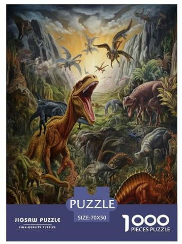 Dinosaurier | Jurassic Welt Herausforderndes Puzzle 1000 Teile, Bildungsspiel Anspruchsvolles Spielzeug Für Erwachsene Und Kinder, Fein Wohndekor | Geschenk 70x50cm/1000pcs